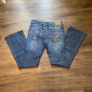 BABY PHAT Y2K wide leg Jeans monogrammed pocket SZ 10